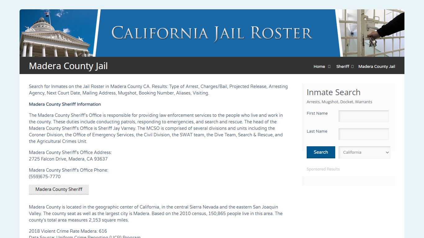 Madera County Jail | Jail Roster Search